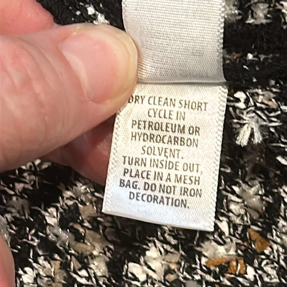 St. John Inlaid Eyelash Knit Cap Sleave A-Line Dress size 8 Black White Brown - Picture 8 of 17